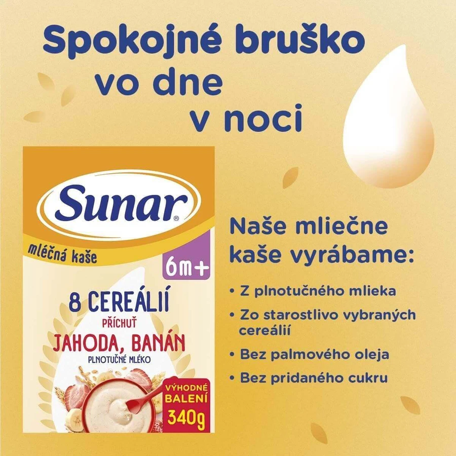 Sunar mliena kaa с 8 злаками клубника, банан XXL 340 г: цены и характеристики