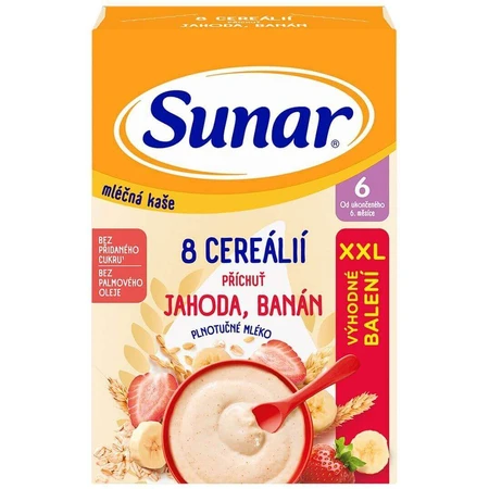 Sunar mliena kaa с 8 злаками клубника, банан XXL 340 г: цены и характеристики