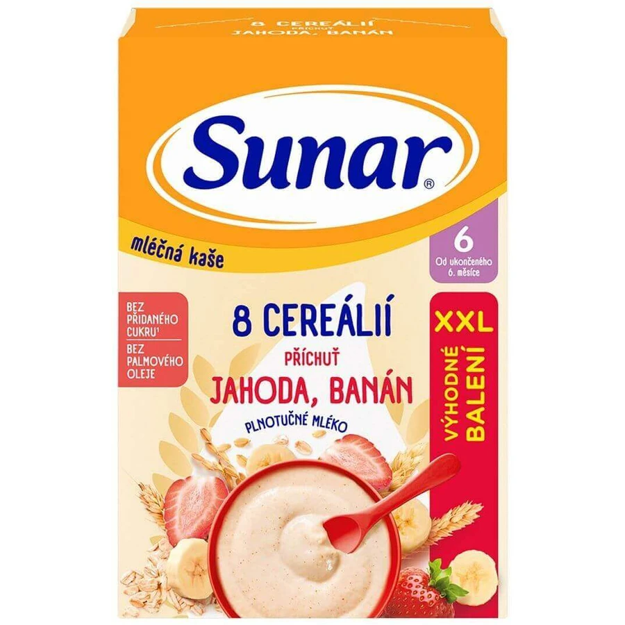 Sunar mliena kaa с 8 злаками клубника, банан XXL 340 г: цены и характеристики