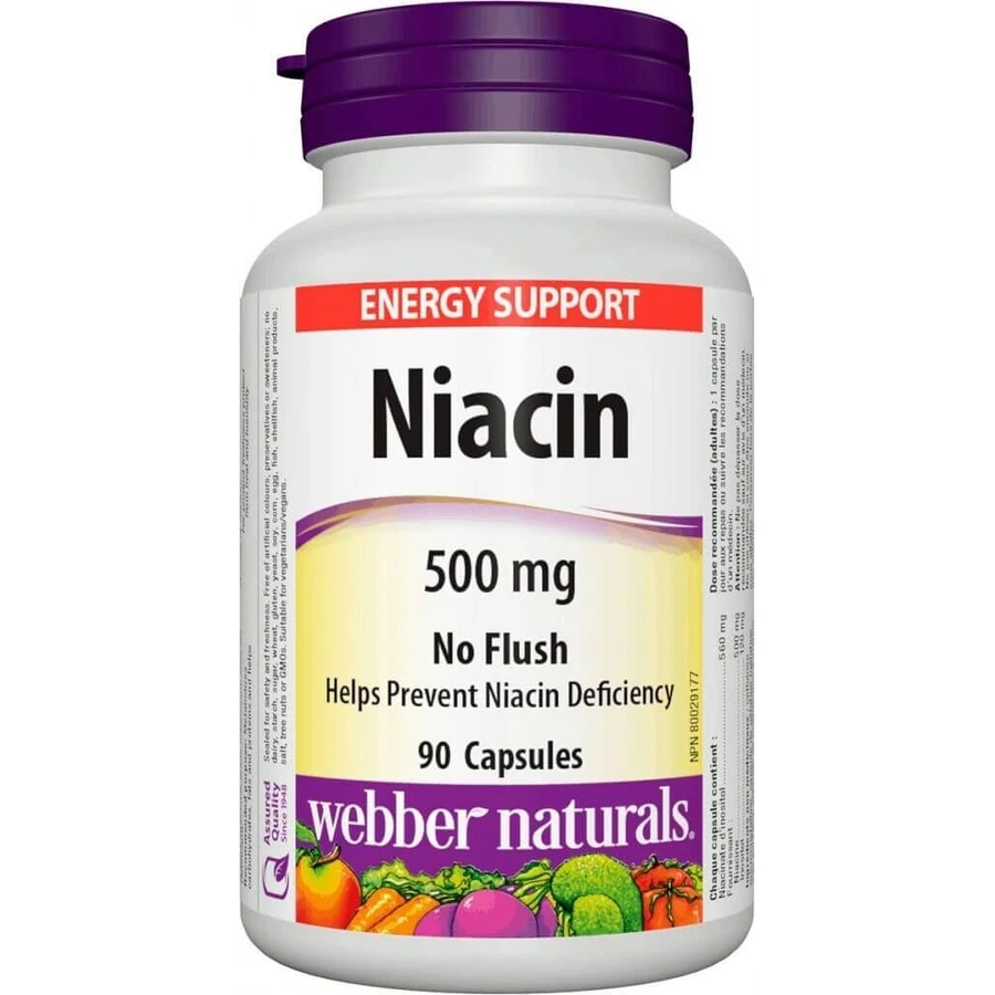 WEBBER NATURALS Ниацин B3 500 мг неаллергенный! 1×90 капсул, пищевая добавка: цены и характеристики