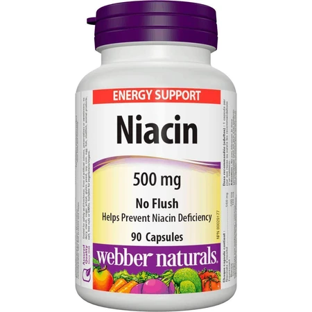WEBBER NATURALS Ниацин B3 500 мг неаллергенный! 1×90 капсул, пищевая добавка: цены и характеристики
