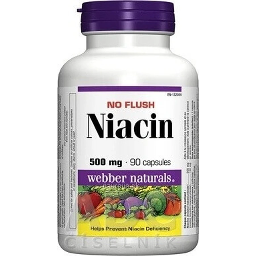 WEBBER NATURALS Ниацин B3 500 мг неаллергенный! 1×90 капсул, пищевая добавка: цены и характеристики