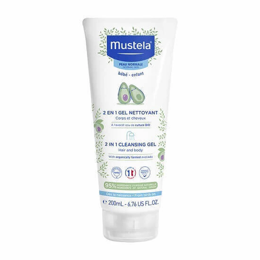 Очищуючий гель для волосся і тіла 2 в 1 без мила, 200 мл, Mustela: ціни та характеристики