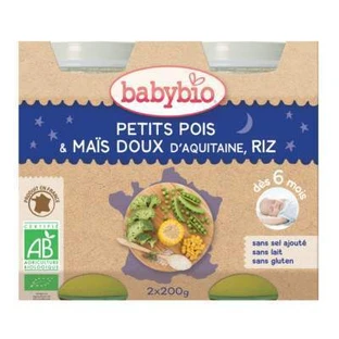 Органическое пюре из гороха, кукурузы и риса, +6 месяцев, 2 раза по 200 г, BabyBio