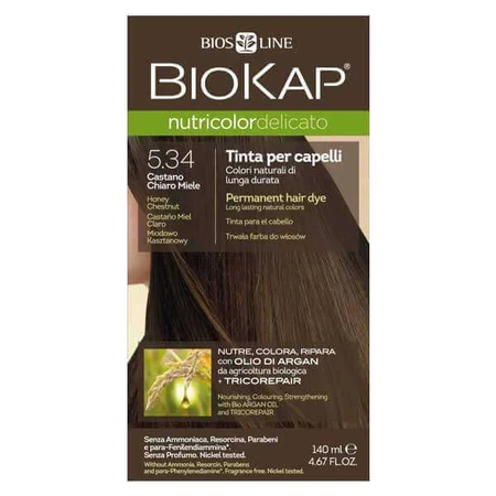 Фарба для волосся Biokap Nutricolor Delicato, відтінок 5.34 медовий каштан, 140 мл: ціни та характеристики