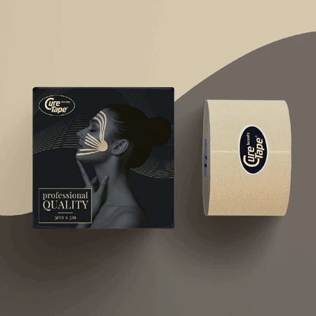 CureTape Beauty, стрічка для кінезіотейпування обличчя та естетичного тейпування, світло-бежева, 5 см х 5 м, 1 шт.: ціни та характеристики