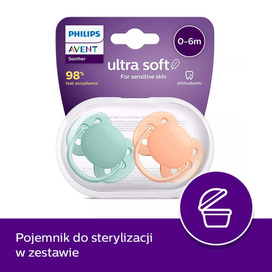 Avent Ultra Soft, пустушка, силіконова, симетрична, унісекс, SCF091/03, 0-6 місяців, 2 шт.: ціни та характеристики