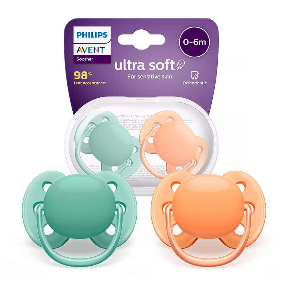Avent Ultra Soft, пустушка, силіконова, симетрична, унісекс, SCF091/03, 0-6 місяців, 2 шт.: ціни та характеристики