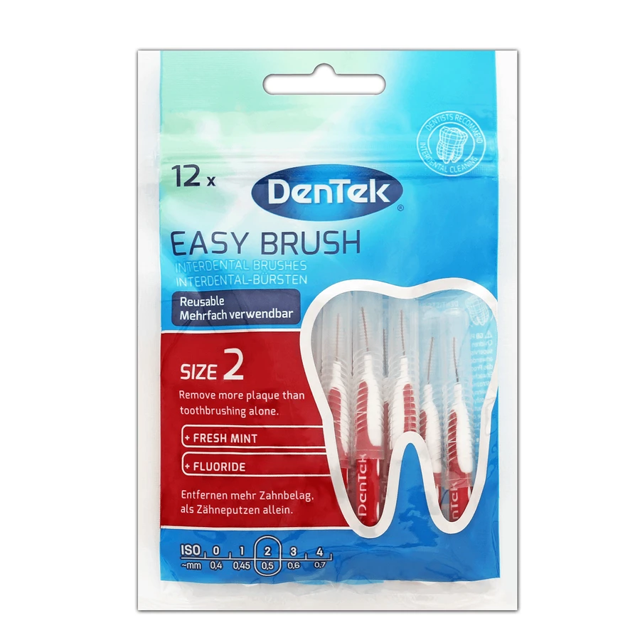 DenTek Easy Brush, межзубные щетки, размер 2, 0,5 мм, 12 штук: цены и характеристики