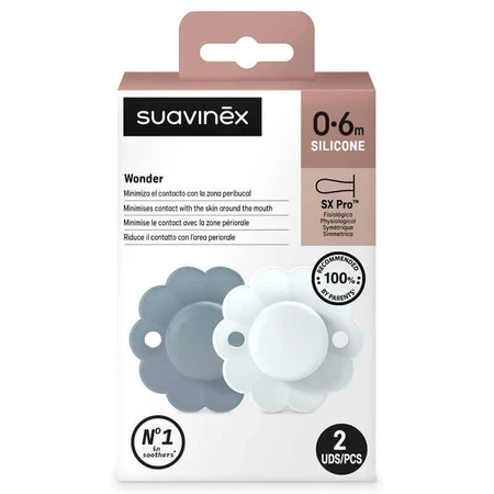 Suavinex Wonder SX Pro, физиологический манекен, силикон, морской, голубой, 0-6 месяцев, 2 шт.: цены и характеристики