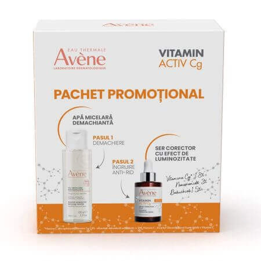 Осветляющая корректирующая сыворотка Vitamin Activ Cg, 30 мл + очищающая мицеллярная вода, 100 мл, Avene: цены и характеристики