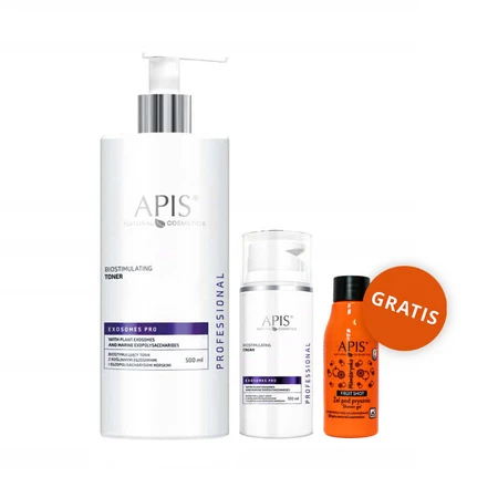 Apis Exosomes Pro Set, Биостимулирующий крем с экзосомами, 100 мл + тоник с экзосомами, 500 мл + мандариновый эль для душа, 50 мл бесплатно: цены и характеристики