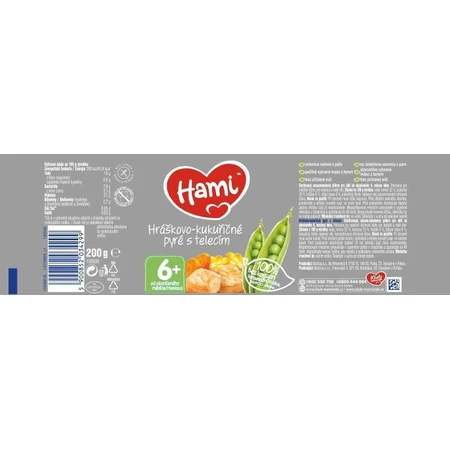 Hami Мясное и овощное пюре Горохово-кукурузное пюре с мясом теленка 200 г: цены и характеристики