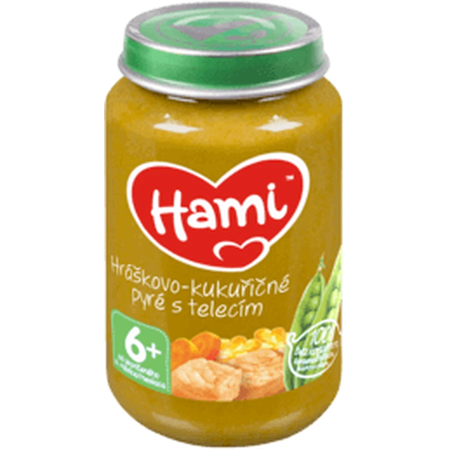 Hami Мясное и овощное пюре Горохово-кукурузное пюре с мясом теленка 200 г: цены и характеристики