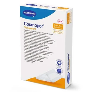 Прозорий пластир зі стерильним компресом Cosmopor Transparent 901055, 9 см х 15 см, 25 штук, Hartmann