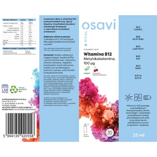 Osavi Vital Вітамін В12, метилкобаламін 100 мкг, спрей для ротової порожнини, зі смаком вина, 25 мл