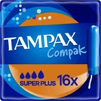 Tampax Compak, гігієнічні тампони з аплікатором, Super Plus, 16 шт.: ціни та характеристики