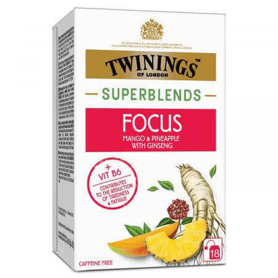 Травяной чай Focus Superbends, 18 пакетиков, Twinings: цены и характеристики