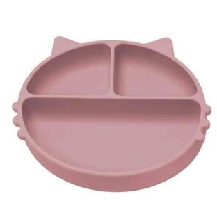 Силіконове розділене блюдце з присоскою Kitty Kitty, 6 місяців+, Old Rose, Appekids