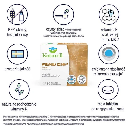 Naturell Vitamin K2 MK-7, витамин К 75 мкг, 60 жевательных таблеток: цены и характеристики
