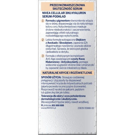 Nivea Hyaluron Cellular Filler 3in1, тональная сыворотка, светлый цвет, 30 мл: цены и характеристики