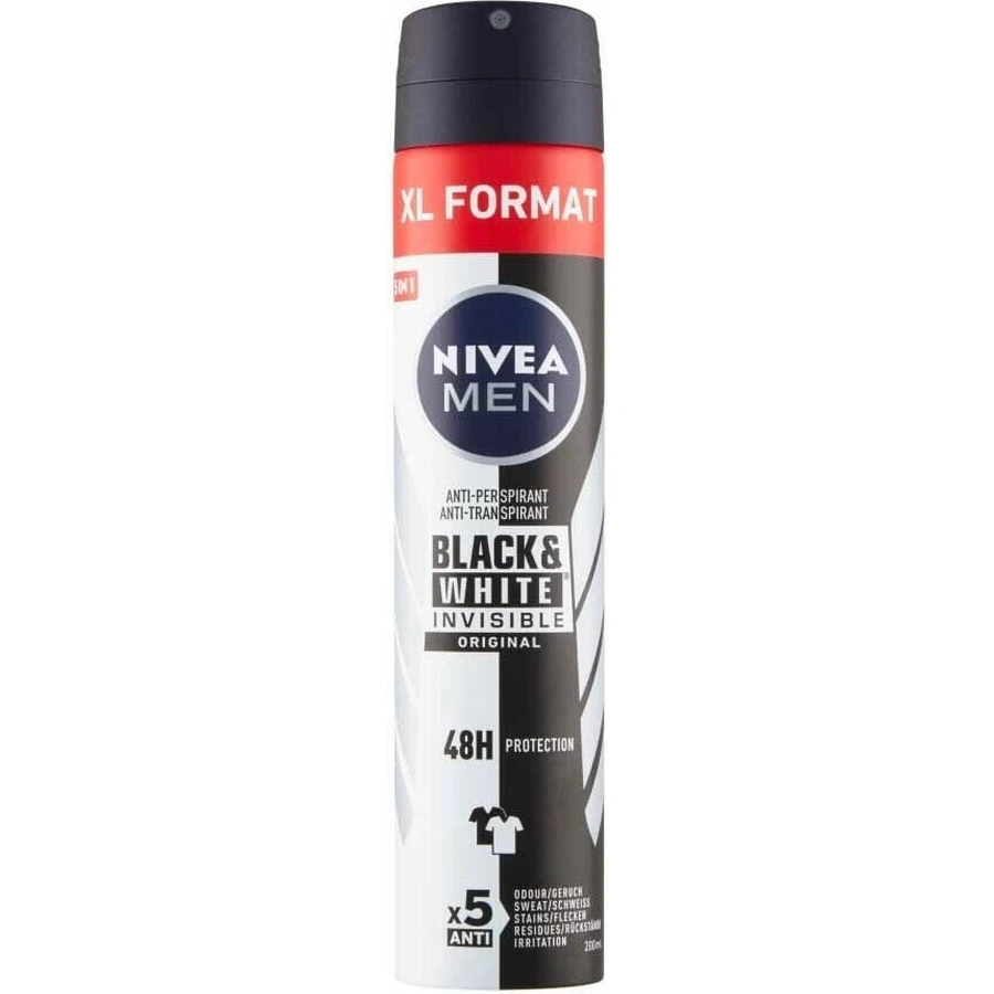 NIVEA Men Спрей AP Black&White Invisible Original 200 мл 1×200 мл, антиперспирант: цены и характеристики
