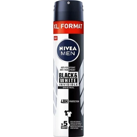 NIVEA Men Спрей AP Black&White Invisible Original 200 мл 1×200 мл, антиперспирант: цены и характеристики