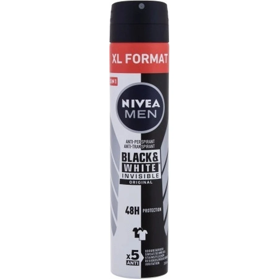 NIVEA Men Спрей AP Black&White Invisible Original 200 мл 1×200 мл, антиперспирант: цены и характеристики