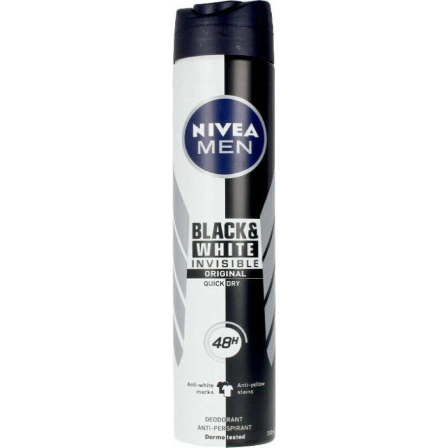 NIVEA Men Спрей AP Black&White Invisible Original 200 мл 1×200 мл, антиперспирант: цены и характеристики