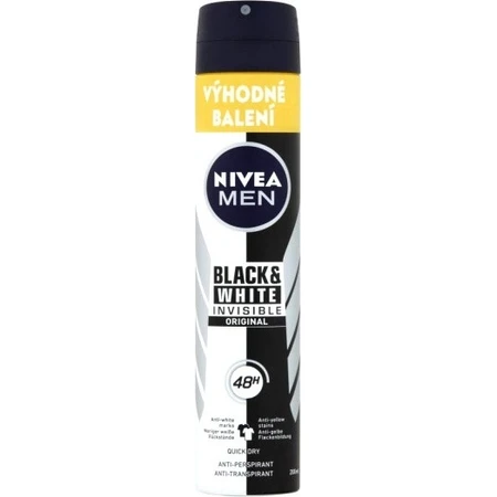 NIVEA Men Спрей AP Black&White Invisible Original 200 мл 1×200 мл, антиперспирант: цены и характеристики