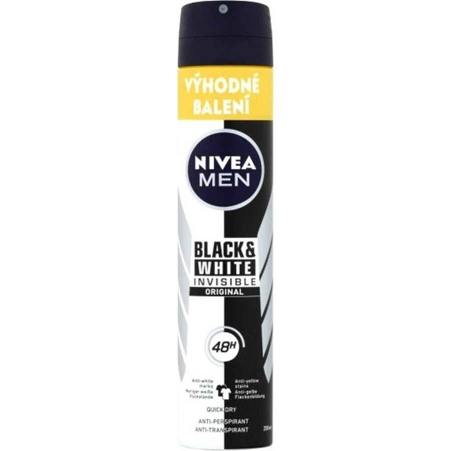 NIVEA Men Спрей AP Black&White Invisible Original 200 мл 1×200 мл, антиперспирант: цены и характеристики