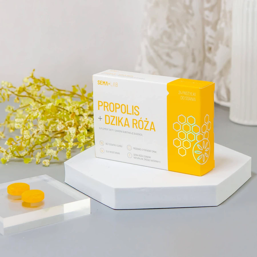 SEMA Lab Прополіс + шипшина, мед та лимон, 24 пастилки, 24 пастилки: ціни та характеристики