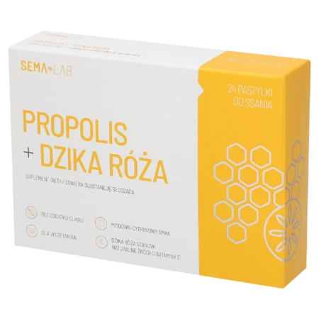 SEMA Lab Прополіс + шипшина, мед та лимон, 24 пастилки, 24 пастилки: ціни та характеристики