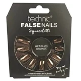 Набор из 24 накладных ногтей, с клеем в комплекте, Technic, накладные ногти, Squareletto, бронзовый металлик