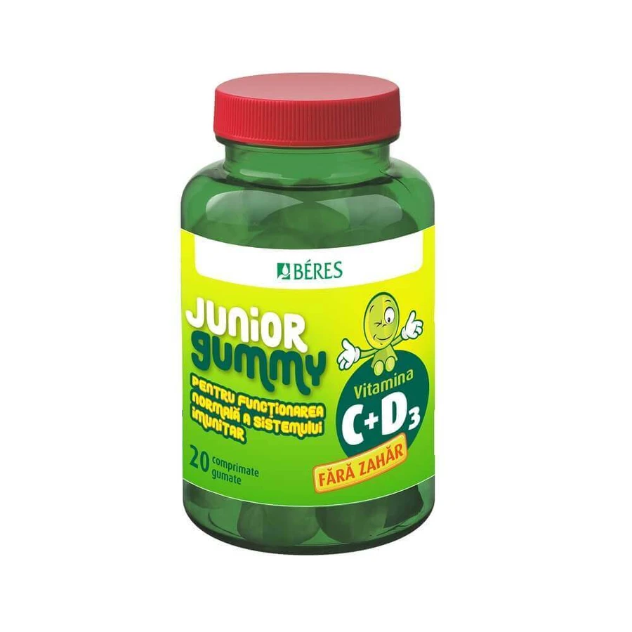 Вітамін С + D3 Junior Gummy, 20 таблеток-гумок, Beres Pharmaceuticals Co: ціни та характеристики