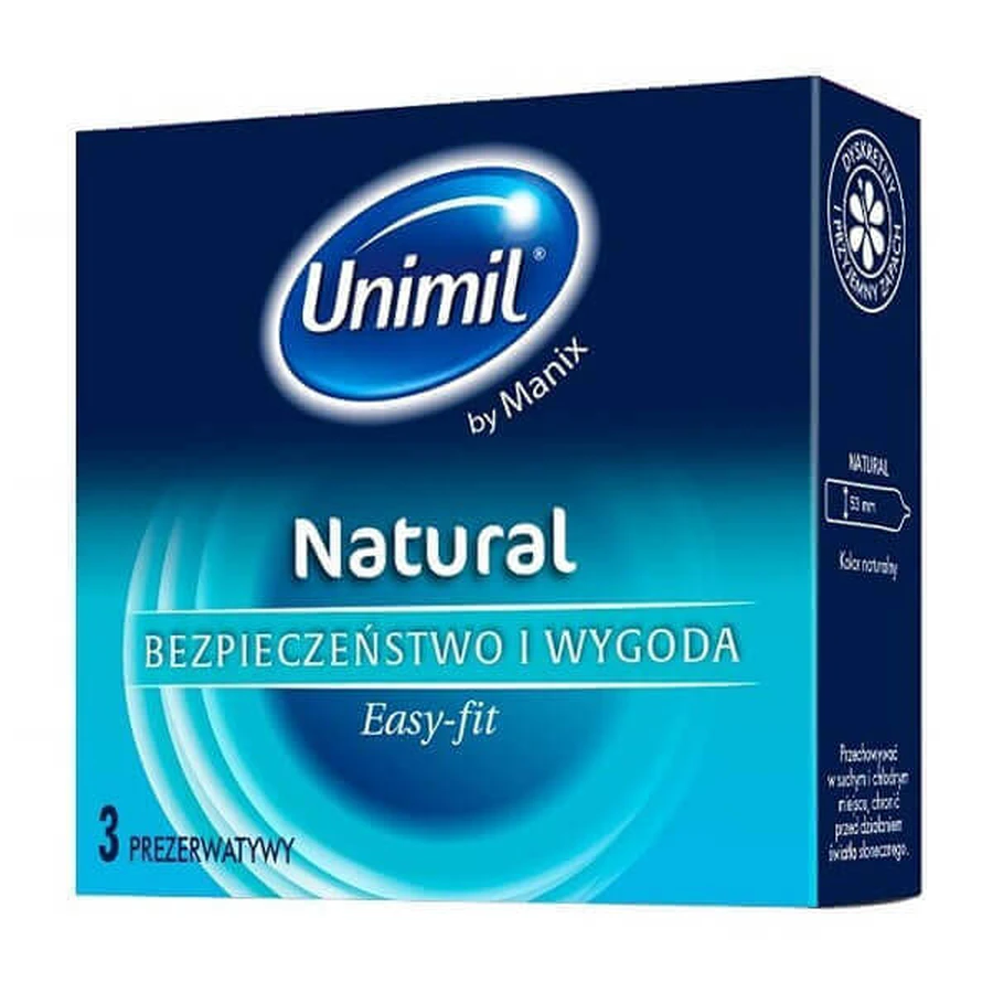 Латексні презервативи Unimil Natural+, 3 шт.: ціни та характеристики