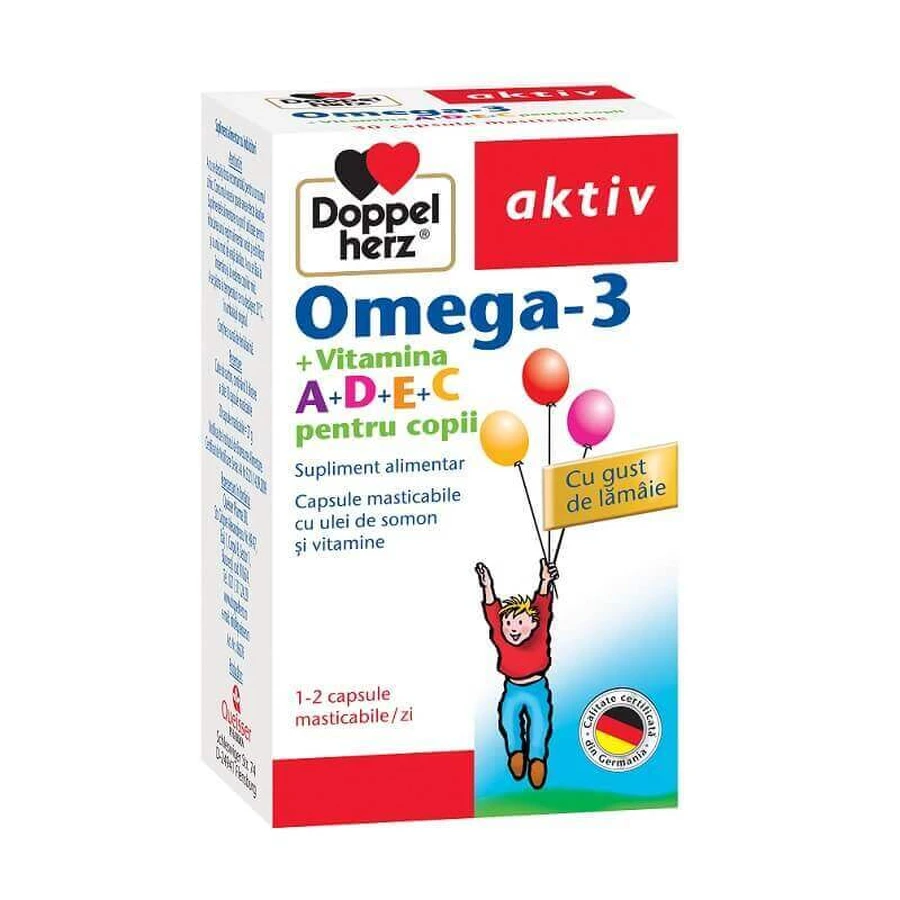 Doppelherz aktiv Omega 3 + Вітамін A + D + E + C для дітей , 30 жувальних капсул: ціни та характеристики
