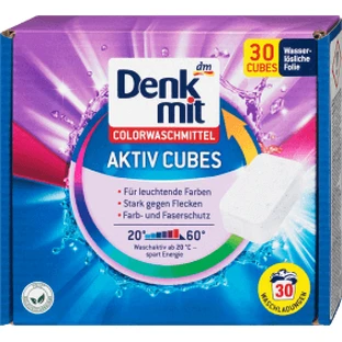 Denkmit Цветной стиральный порошок твердые кубики активного порошка 30 splri, 30 шт