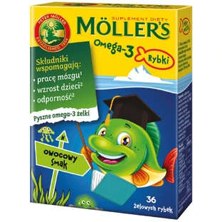 Омега-3 Mollers Omega-3 Fish желейні рибки з фруктовим смаком, 36 шт.