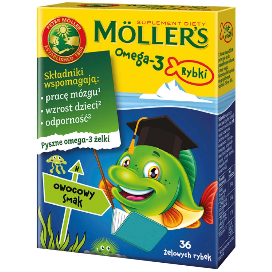 Омега-3 Mollers Omega-3 Fish желейні рибки з фруктовим смаком, 36 шт.: ціни та характеристики