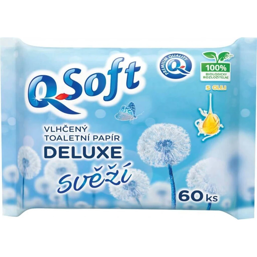 Вологий туалетний папір QSoft Sensitive 1×60 шт, туалетний папір: ціни та характеристики