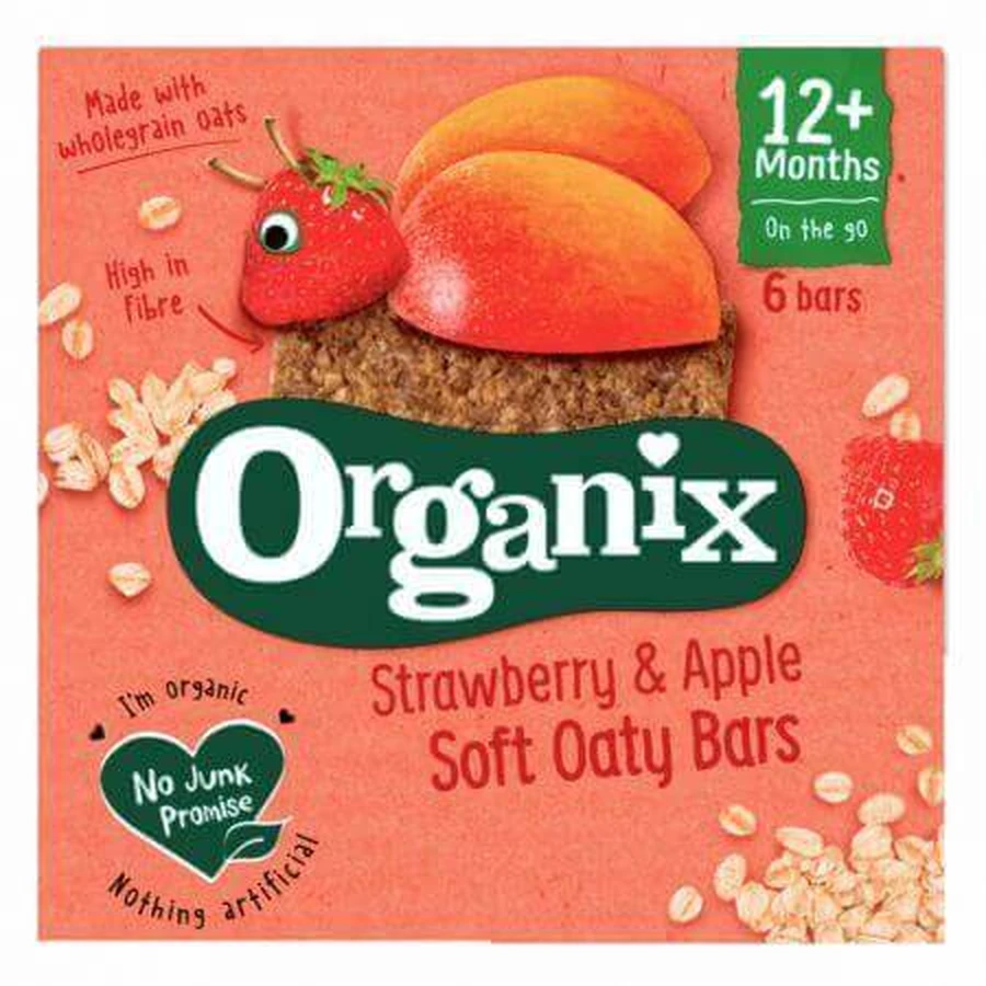 Батончик Organix Strawberry & Apple Soft Oaty Bars органічний, для дітей з 12 місяців, 6 шт. по 23 г: ціни та характеристики