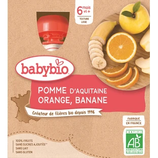 Babybio doypack яблоко, апельсин, банан 4 x 90 г