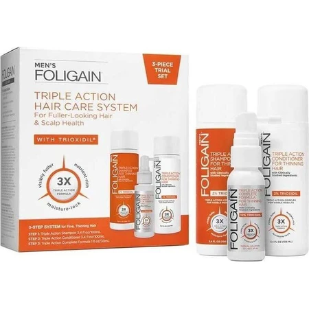 Foligain Triple Action дорожный набор против выпадения волос для мужчин 100 мл + 100 мл + 30 мл 1×1 набор, средства против выпадения волос: цены и характеристики