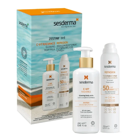Набор Sesderma, C-Vit Radiance, лосьон для осветления кожи, 250 мл + Repaskin, прозрачный солнцезащитный спрей, SPF 50, 200 мл: цены и характеристики