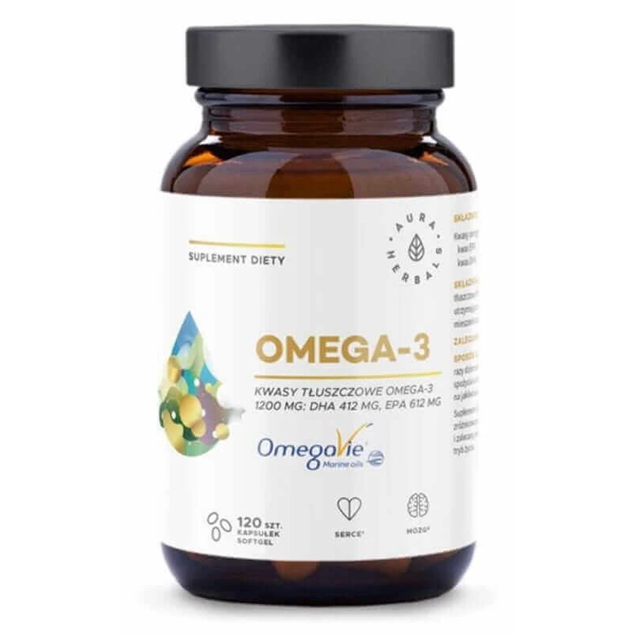 Омега-3 1200 мг, 120 капсул у формі м'якого гелю Aura Herbals: ціни та характеристики
