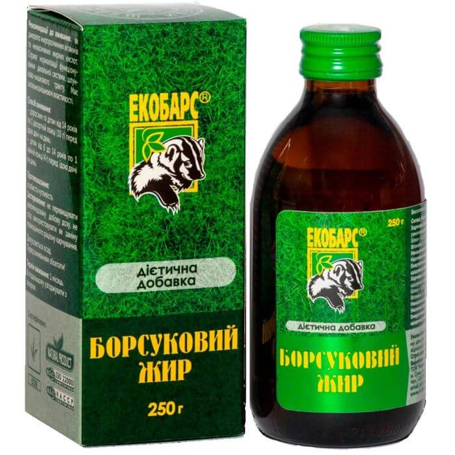 Борсуковий жир Екобарс рідина пляшка скляна 250 г: ціни та характеристики