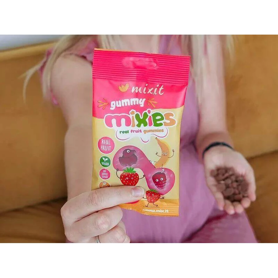 Mixit Gummy Mixies - Полуниця та банан, натуральна льодяникова цукерка 35 г: ціни та характеристики