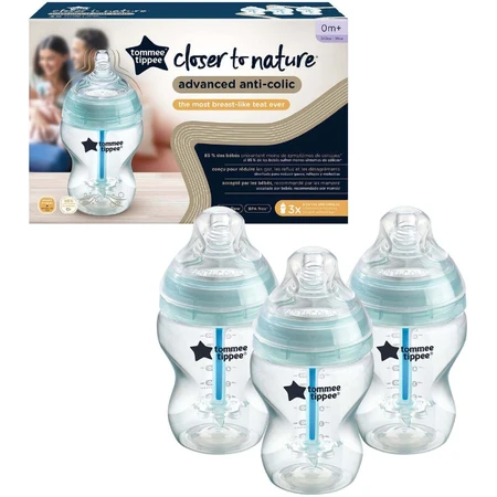 Tommee Tippee CTN Дитяча пляшечка ADVANCED ANTI-COLICKS Slow Stream 260 мл 0м+, 3 шт.: ціни та характеристики