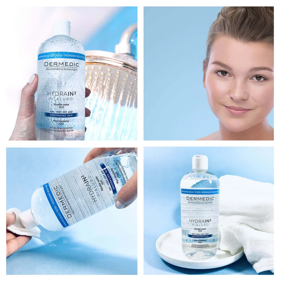 Dermedic Hydrain 3 Hialuro, мицеллярный лосьон H2O для обезвоженной и сухой кожи, 500 мл: цены и характеристики